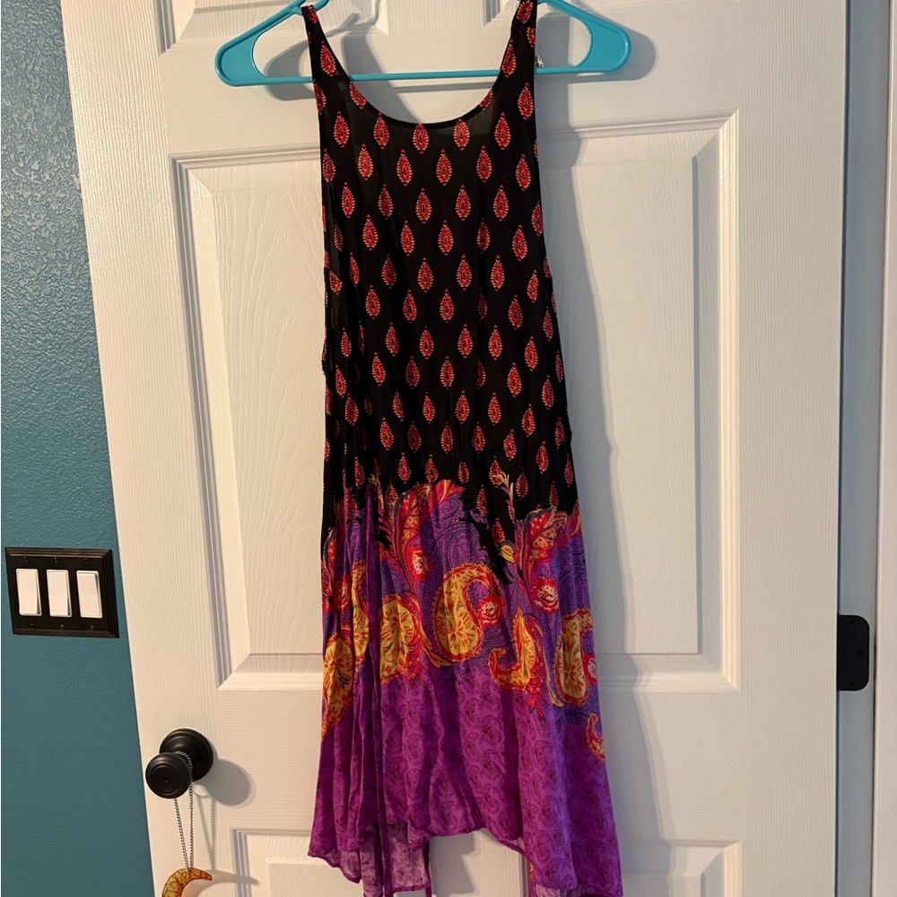 Free People Black and Purple Asymmetrical Dress